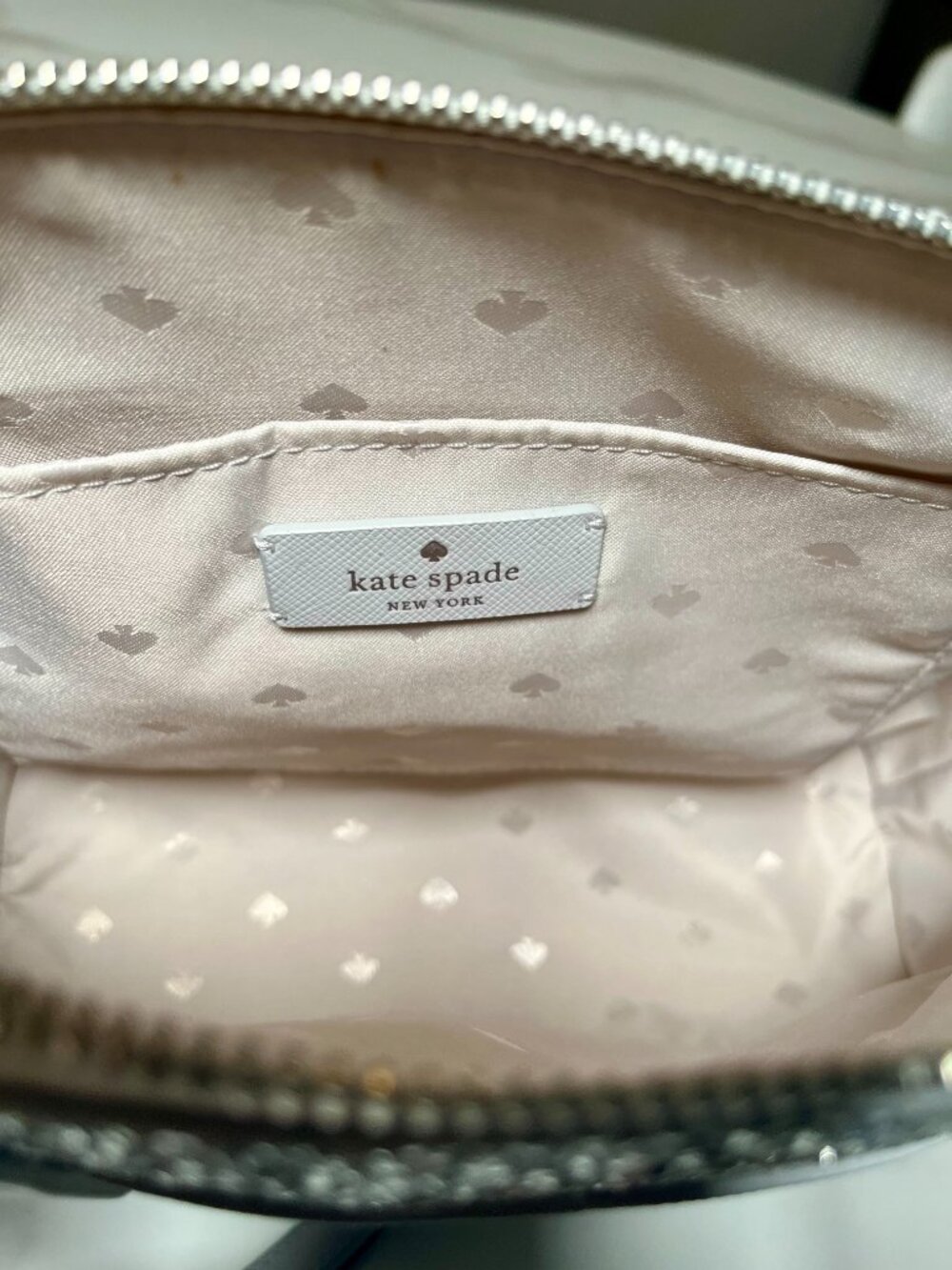 Kate Spade Flash Glitter Satchel Light Grey Silver Crossbody Satchel NWOT - Picture 13 of 16